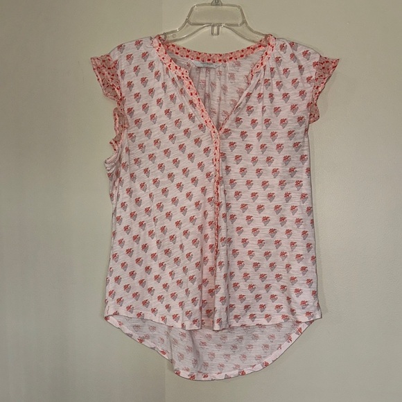 Lucky Brand Pink Floral Blouse with Ruffle Sleeves - Picture 1 of 4